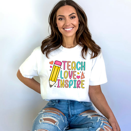 Teach Love Inspire Pencil | Garment Dyed Short Sleeve Tee