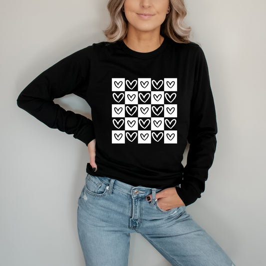 Heart Checkerboard | Long Sleeve Graphic Tee