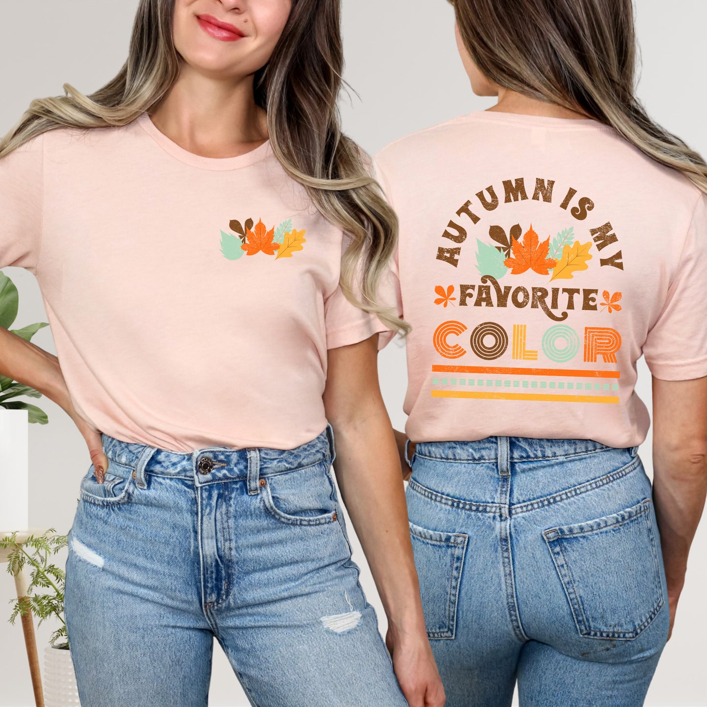 Autumn Is My Favorite Color Colorful | Front & Back Short Sleeve Graphic Tee