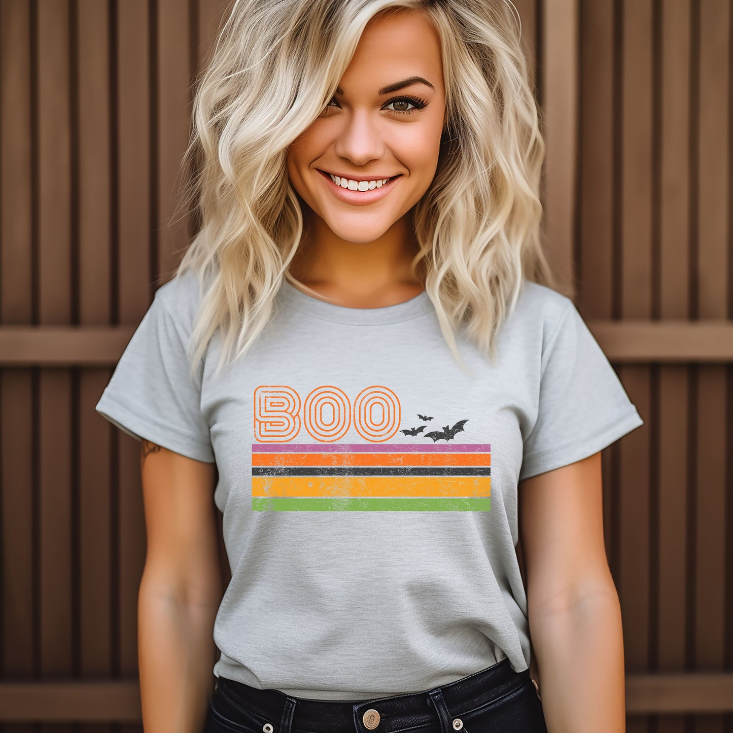 Retro Boo Stripes | Short Sleeve Graphic Tee