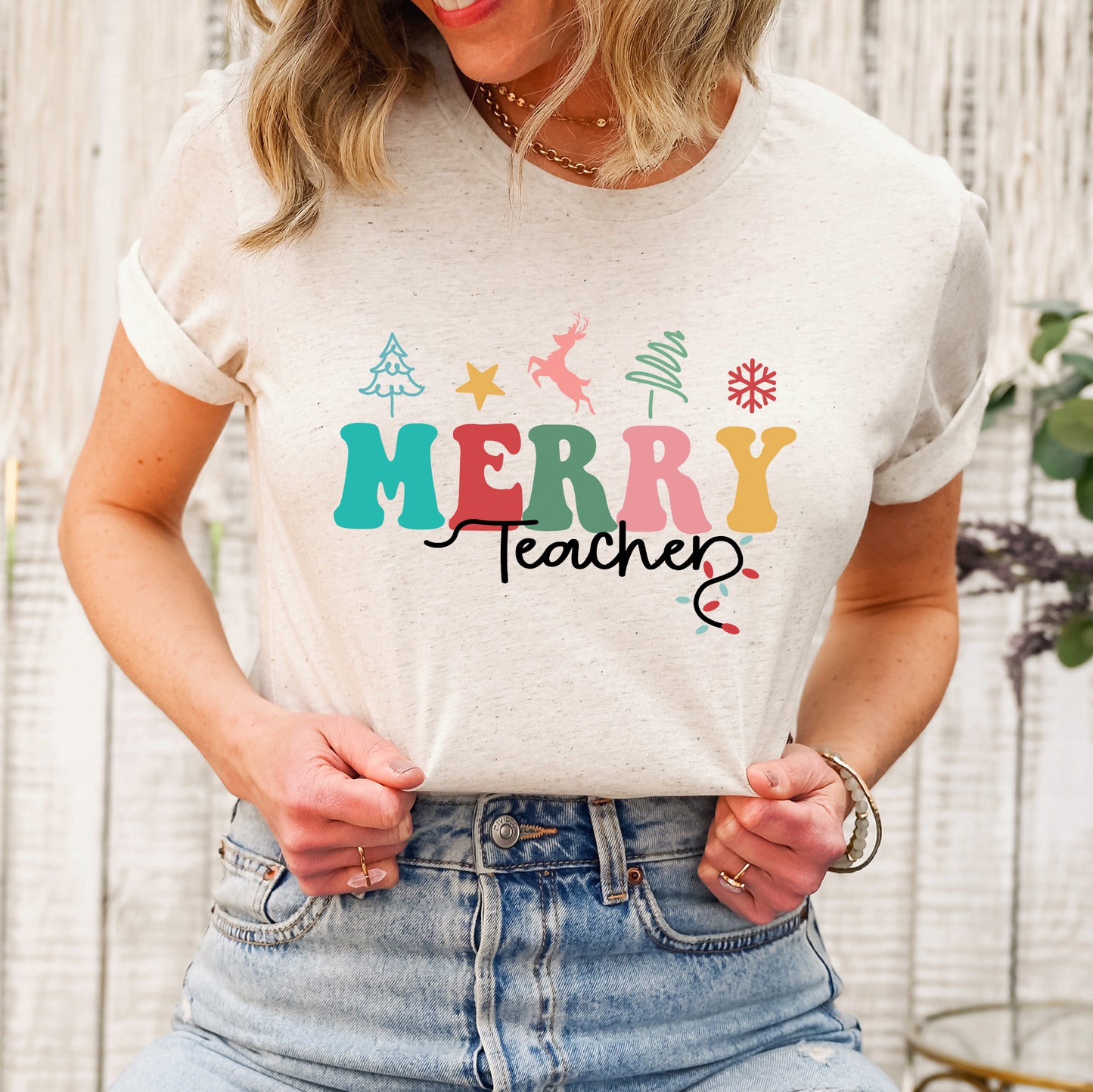 Merry Teacher | Short Sleeve Graphic Tee