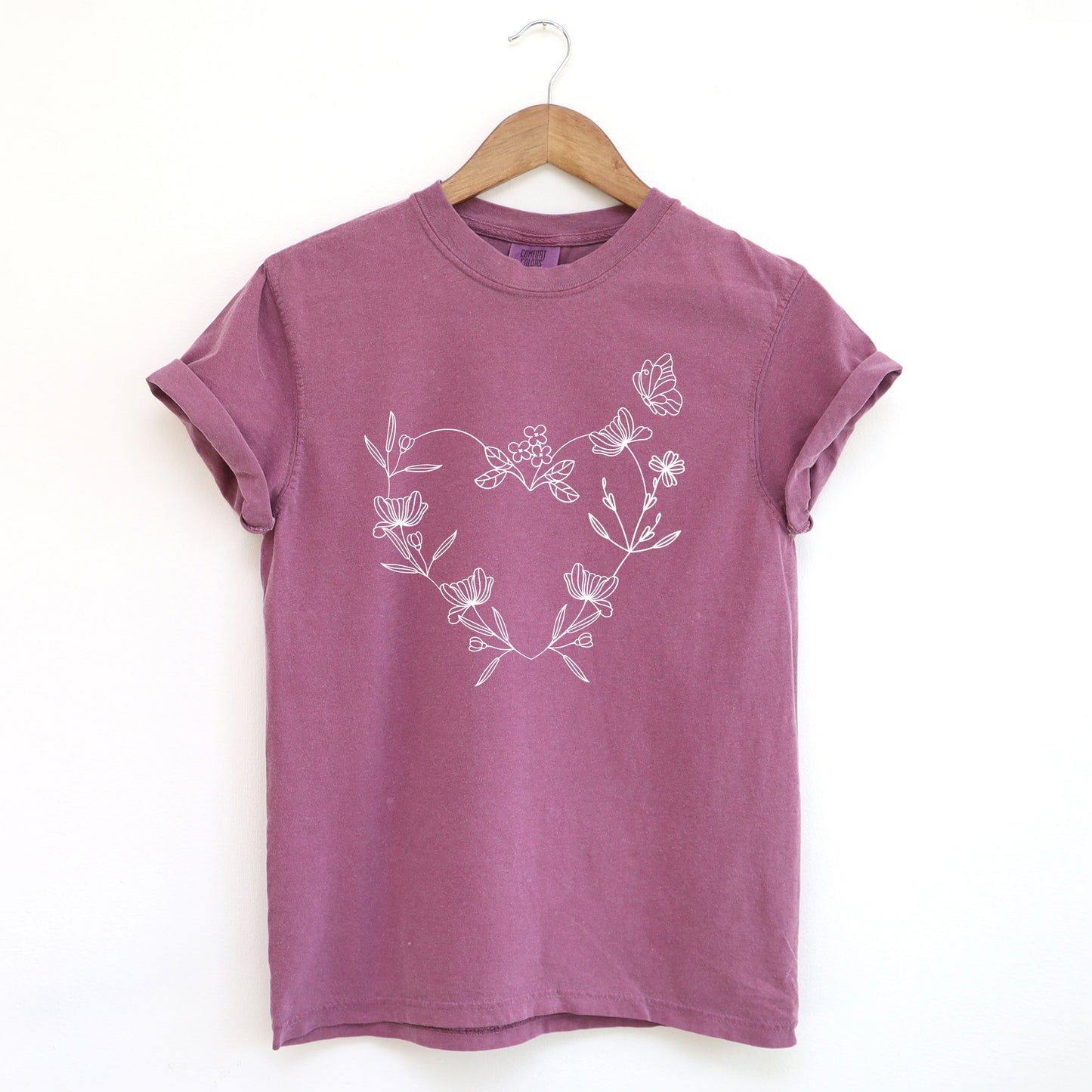 Butterfly and Floral Heart | Garment Dyed Tee