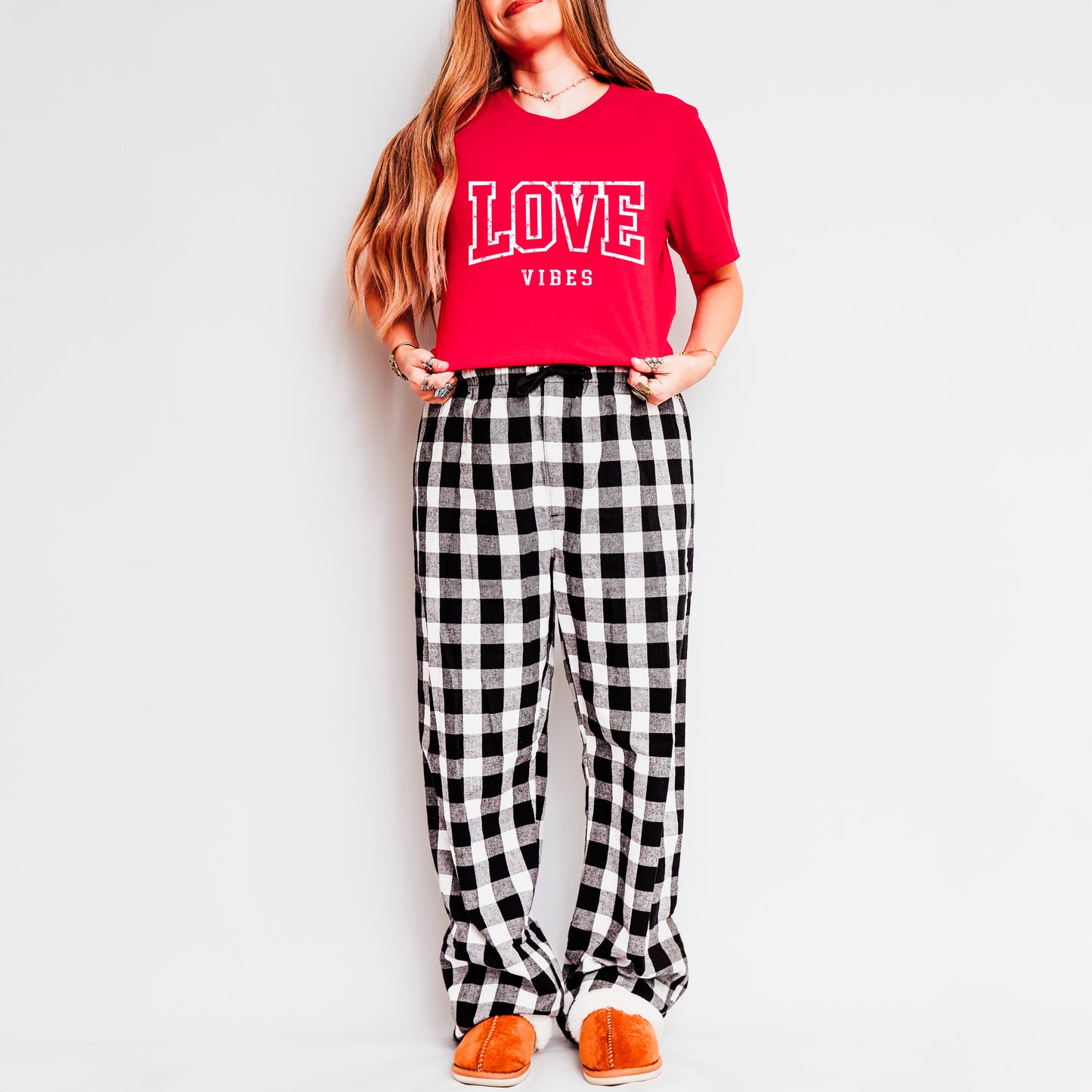 Love Vibes Varsity | Plaid Pajama Set