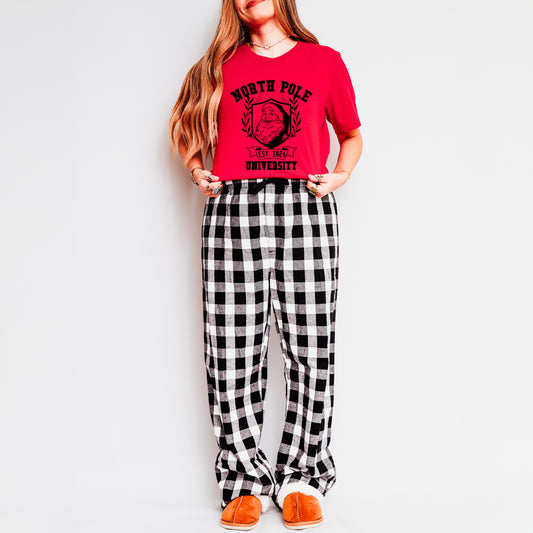 Santa North Pole University | Plaid Pajama Set