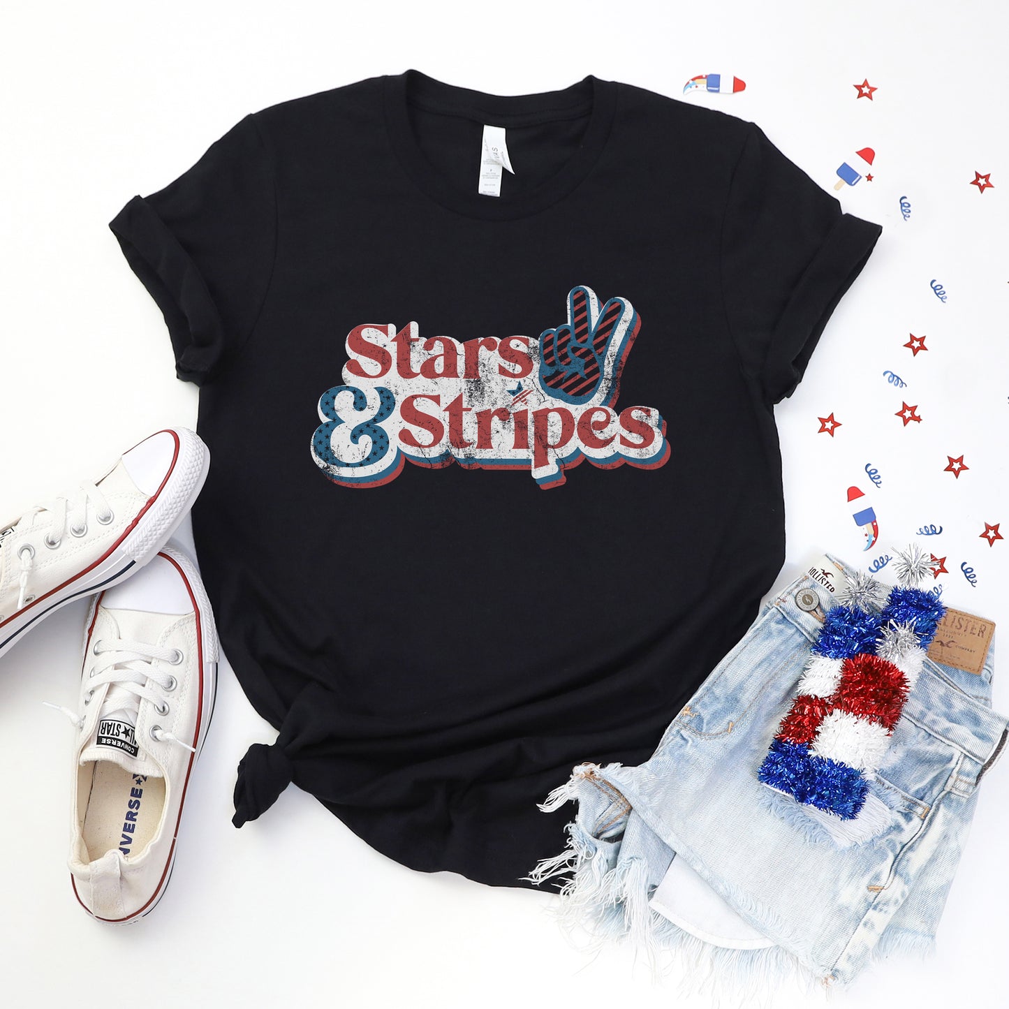 Stars And Stripes Distressed | Short Sleeve Graphic Tee