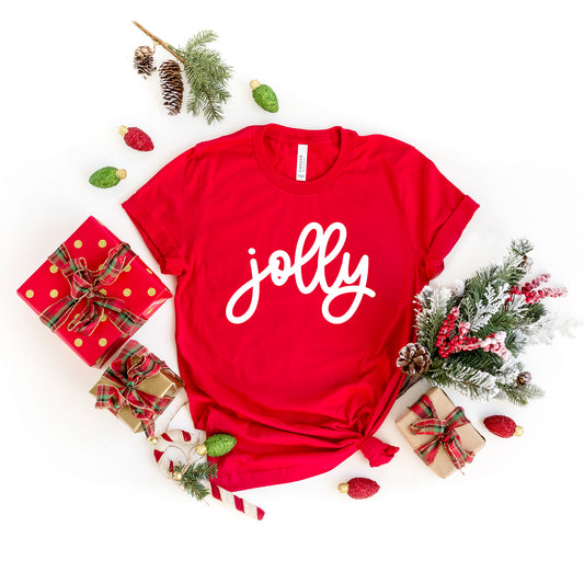 Jolly Bold Cursive | Short Sleeve Crew Neck