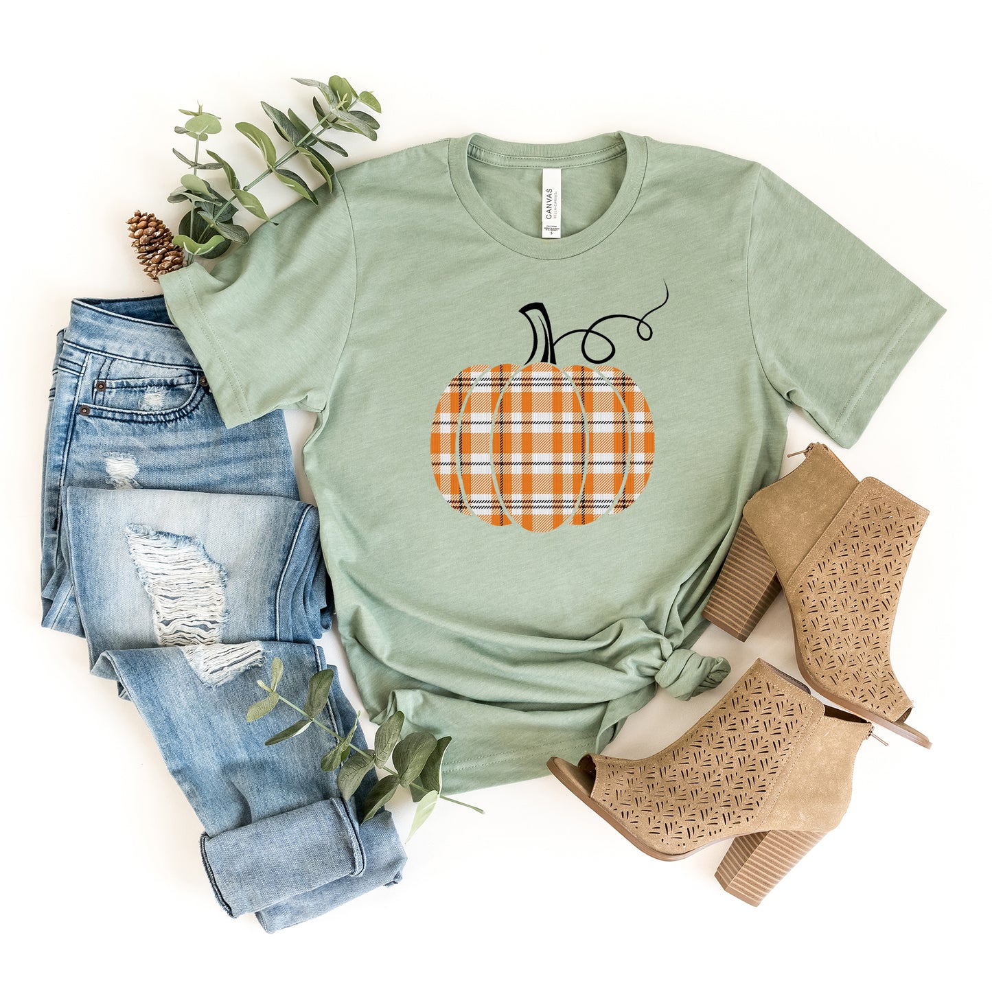 Orange Plaid Pumpkin | Short Sleeve Graphic Tee – Simply Sage Market