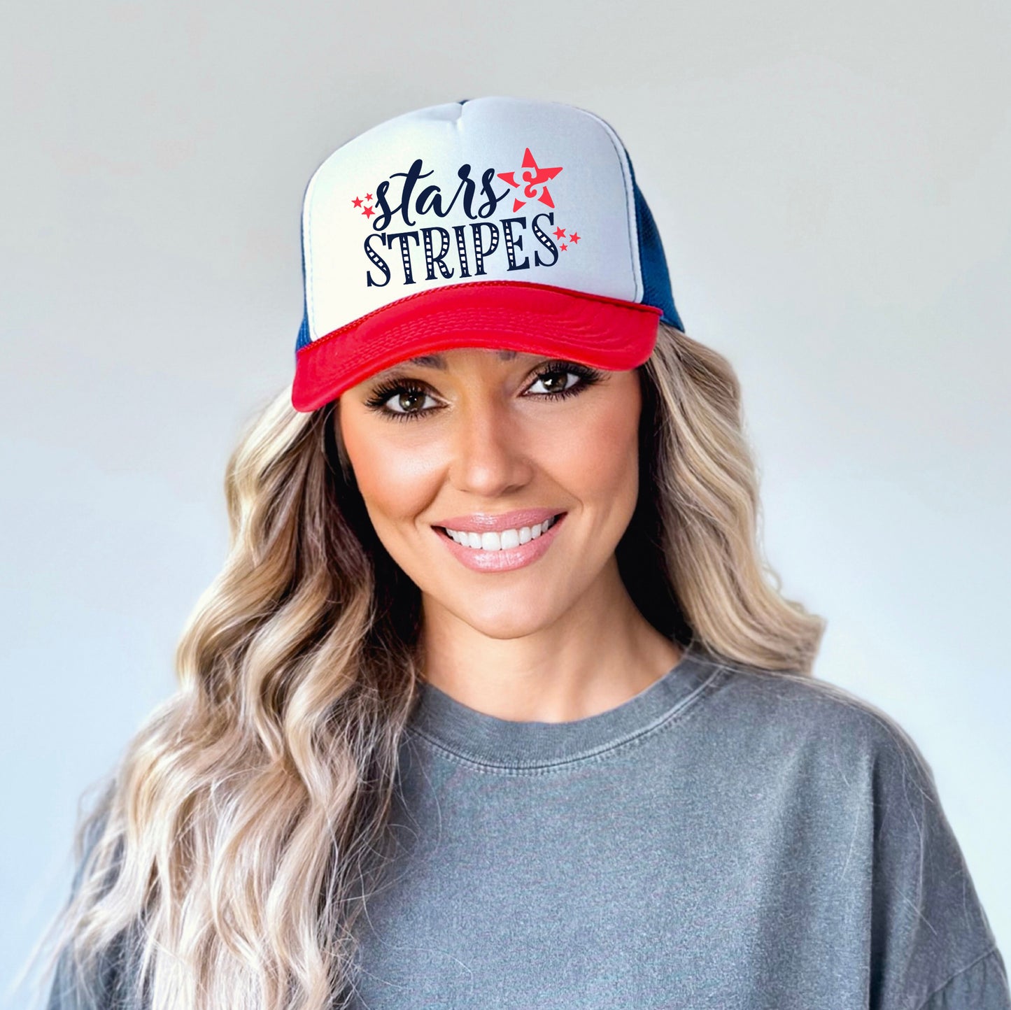 Stars And Stripes With Stars | Foam Trucker Hat