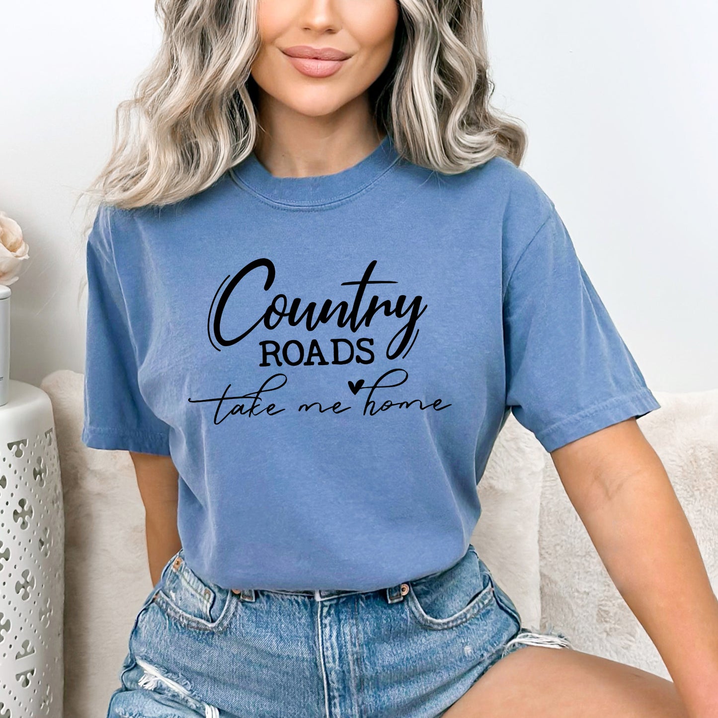 Country Roads Heart | Garment Dyed Short Sleeve Tee