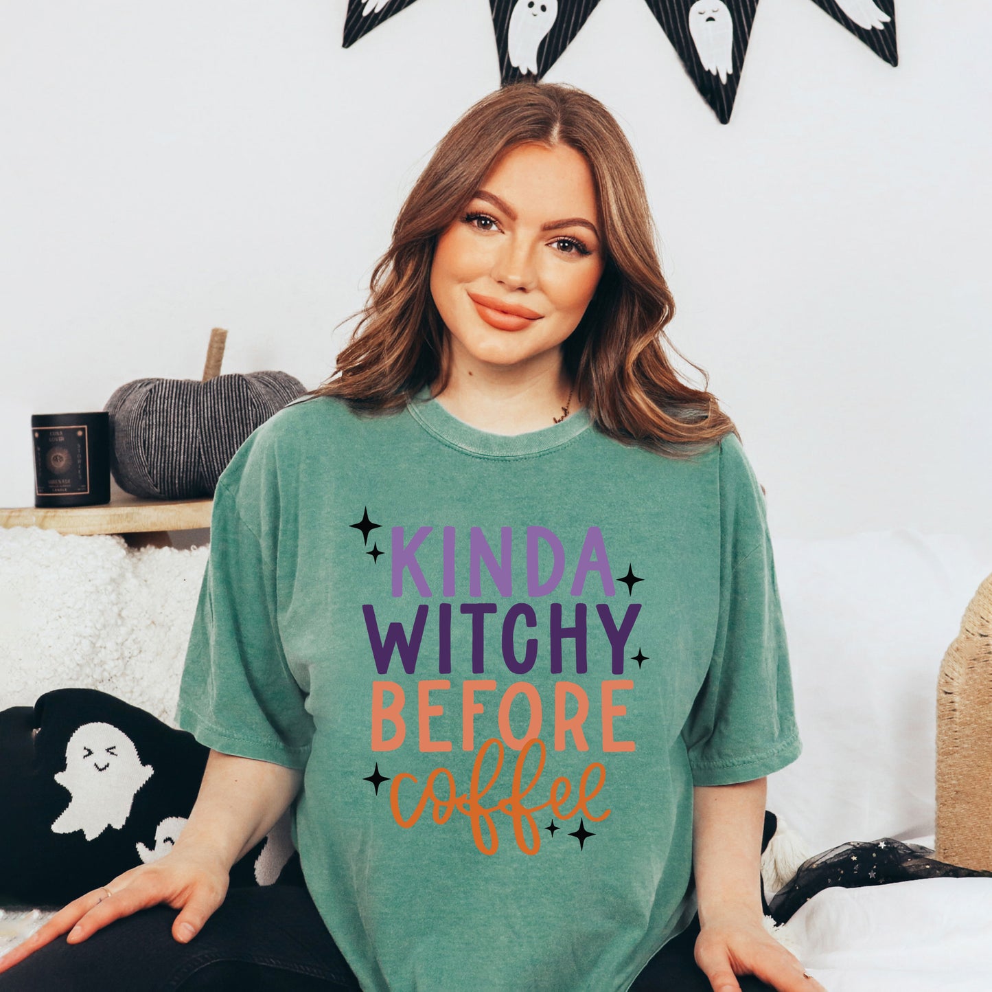 Kinda Witchy Before Coffee | Garment Dyed Short Sleeve Tee