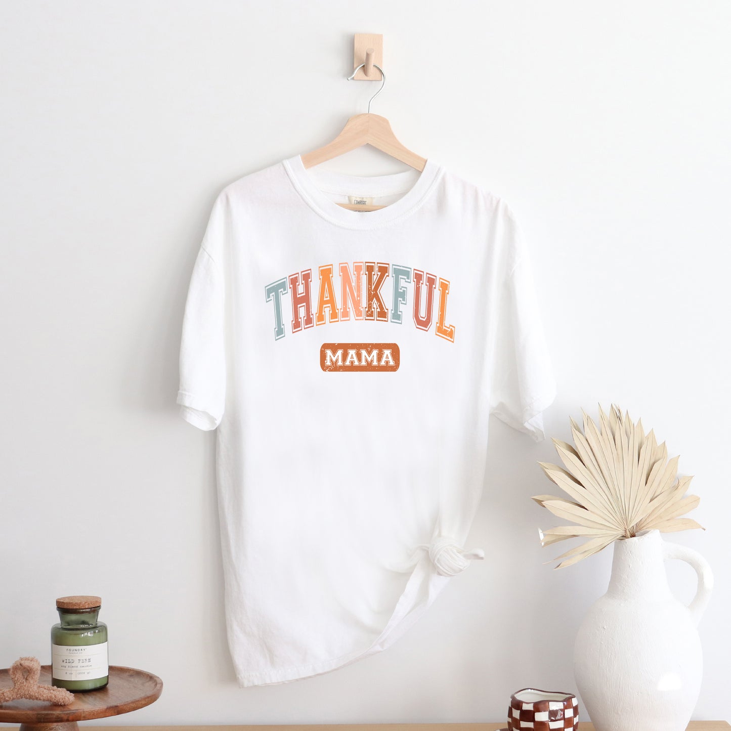 Varsity Thankful Mama | Garment Dyed Tee