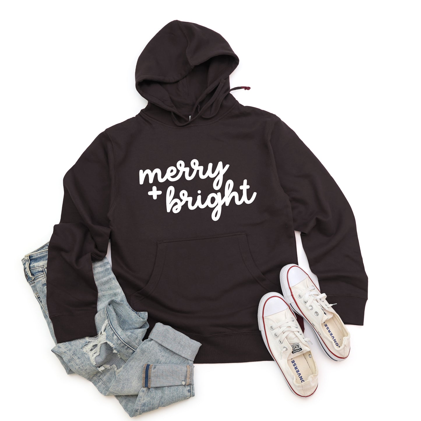 Merry And Bright Bold Cursive | Hoodie