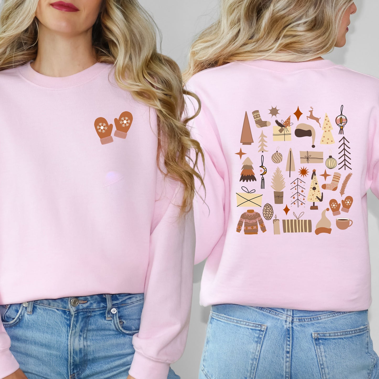 Boho Neutral Christmas | Front & Back Sweatshirt