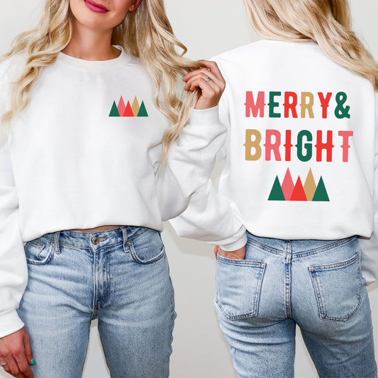 Merry And Bright Mountains | Sweatshirt Front and Back Design