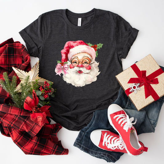 Watercolor Santa Face | Short Sleeve Crew Neck