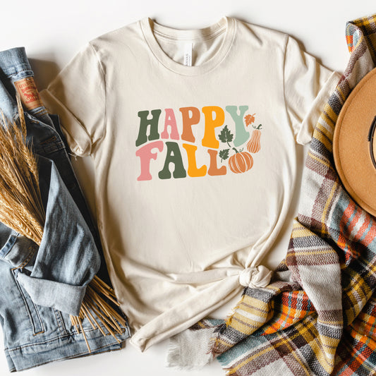 Happy Fall Wavy Pumpkins | Short Sleeve Graphic Tee