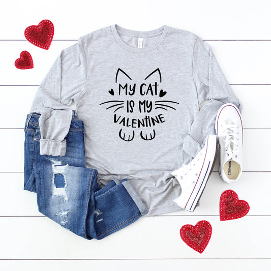 My Cat Is My Valentine | Long Sleeve Graphic Tee