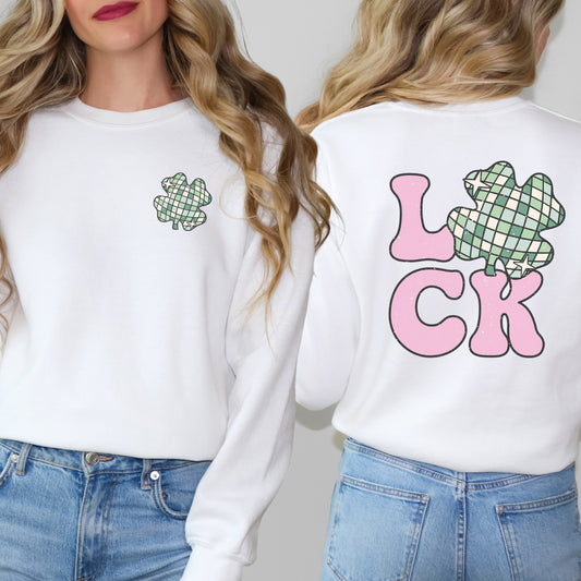 Luck With Shamrock | Front and Back Sweatshirt