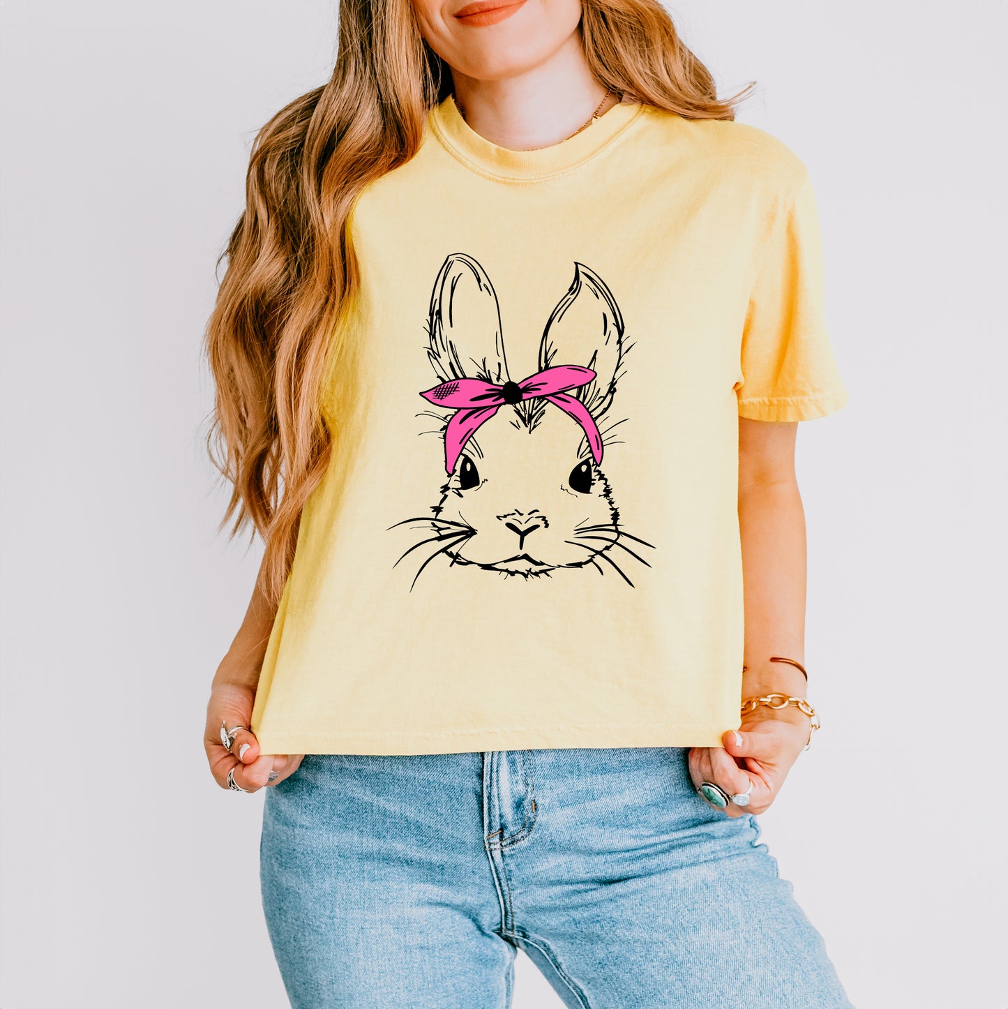 Bunny With Bandana | Relaxed Fit Cropped Tee