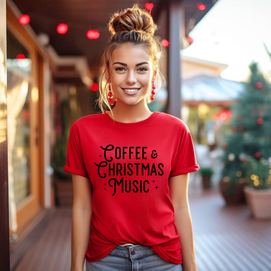 Coffee And Christmas Music | Short Sleeve Graphic Tee