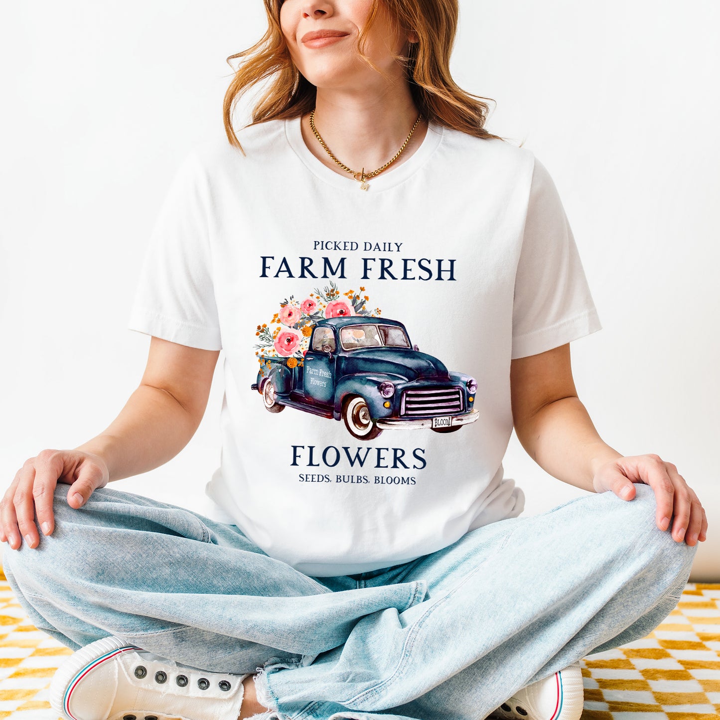 Farm Fresh Flowers Truck | Short Sleeve Crew Neck