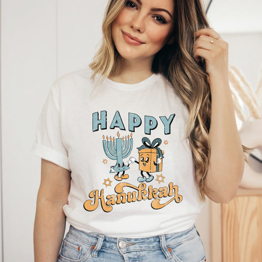 Happy Hanukkah Distressed | Short Sleeve Crew Neck