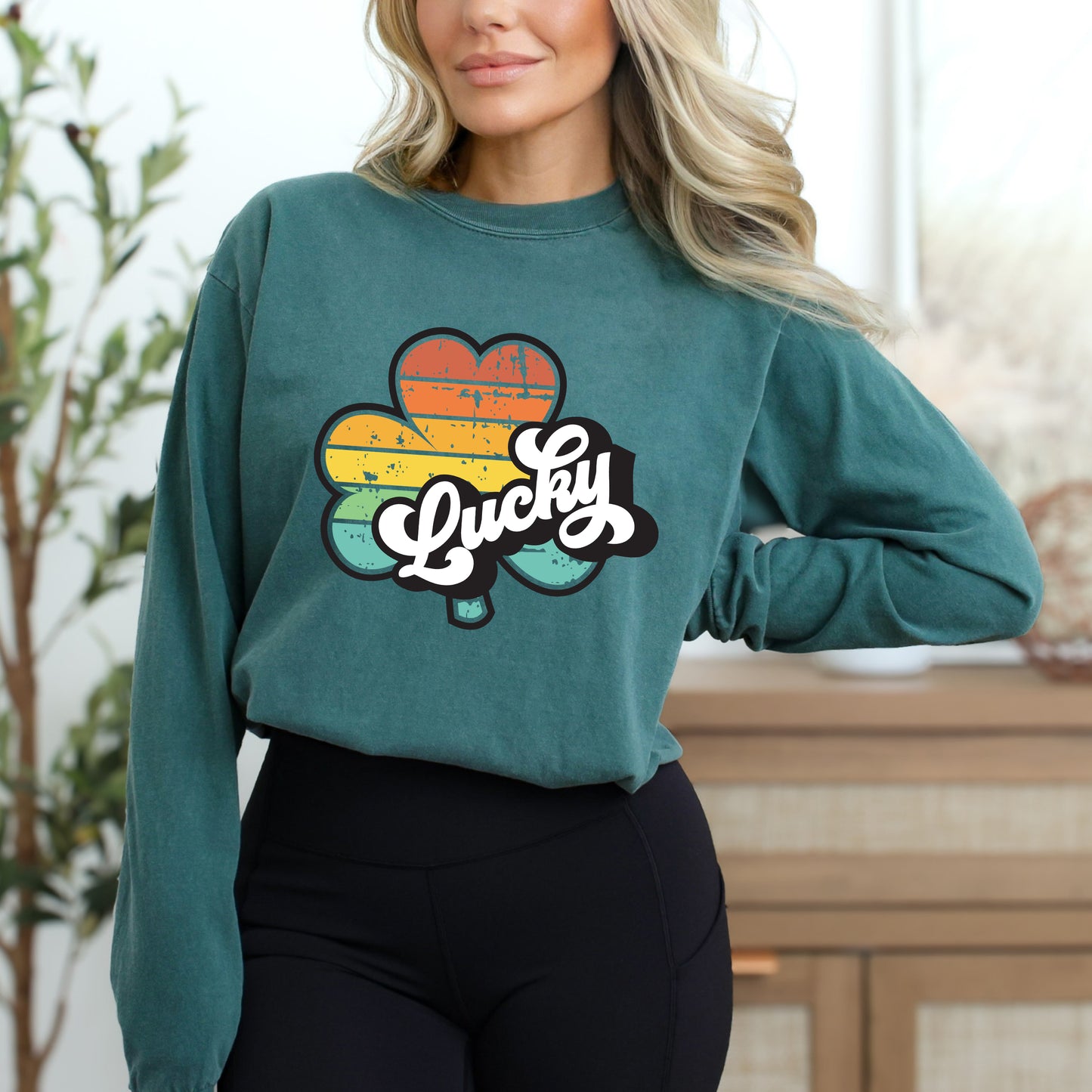 Retro Lucky Colorful | Garment Dyed Long Sleeve