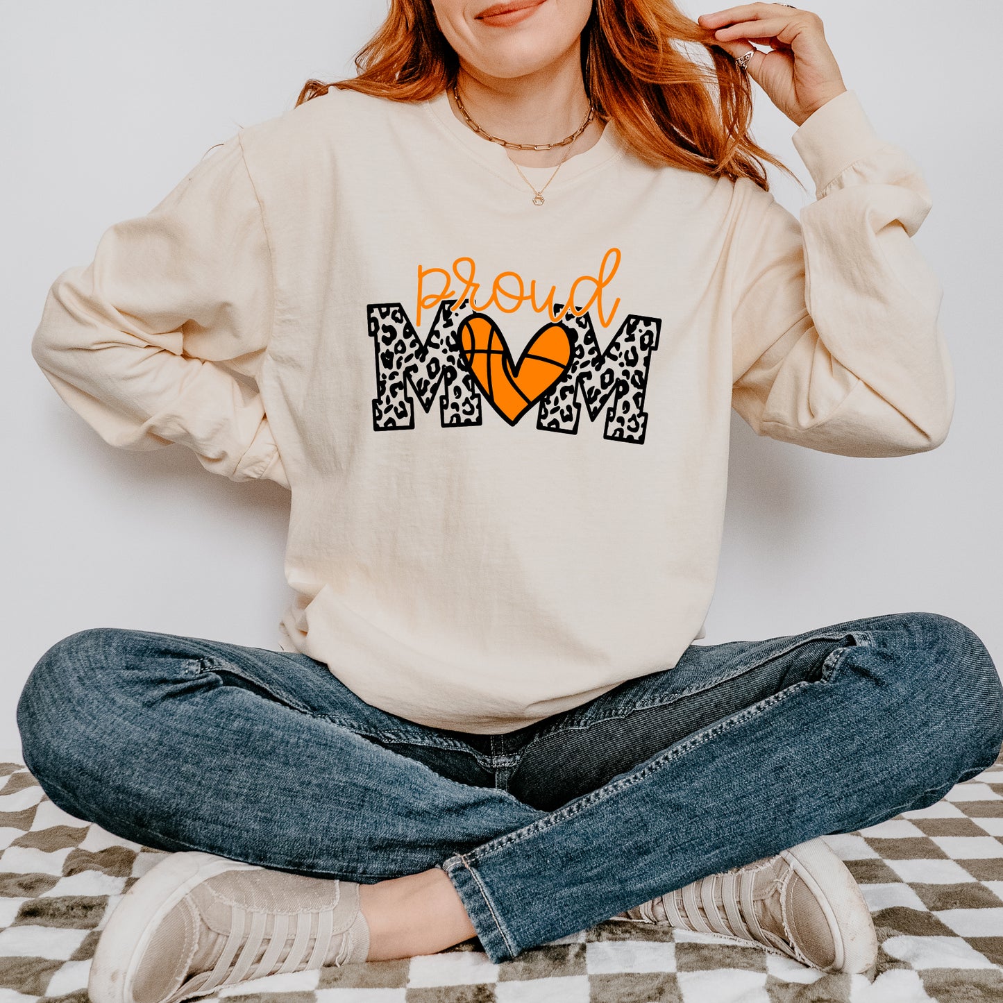 Proud Mom Basketball (Colorful) | Garment Dyed Long Sleeve