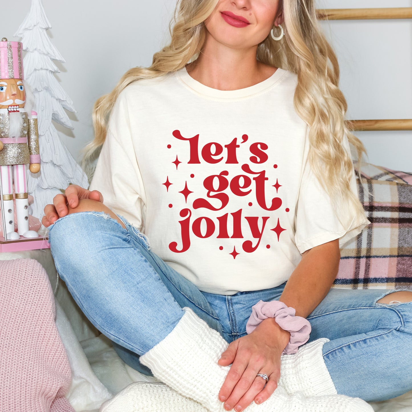 Whimsical Let's Get Jolly | Garment Dyed Tee