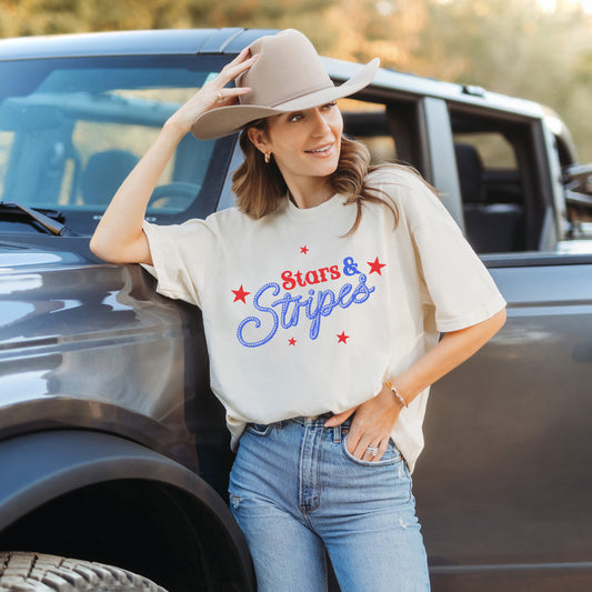 Western Stars and Stripes | Garment Dyed Short Sleeve Tee