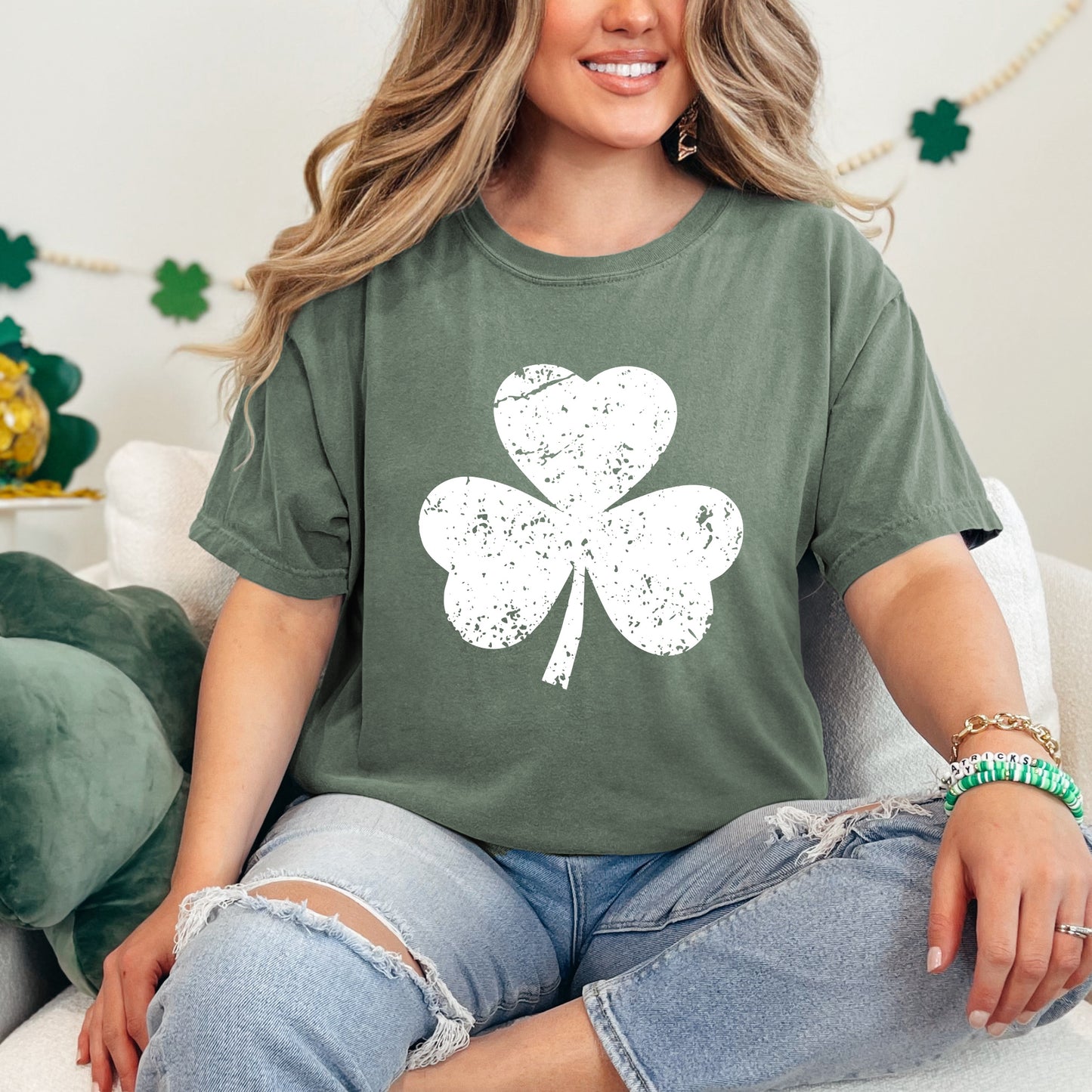 Clover Distressed | Garment Dyed Tee