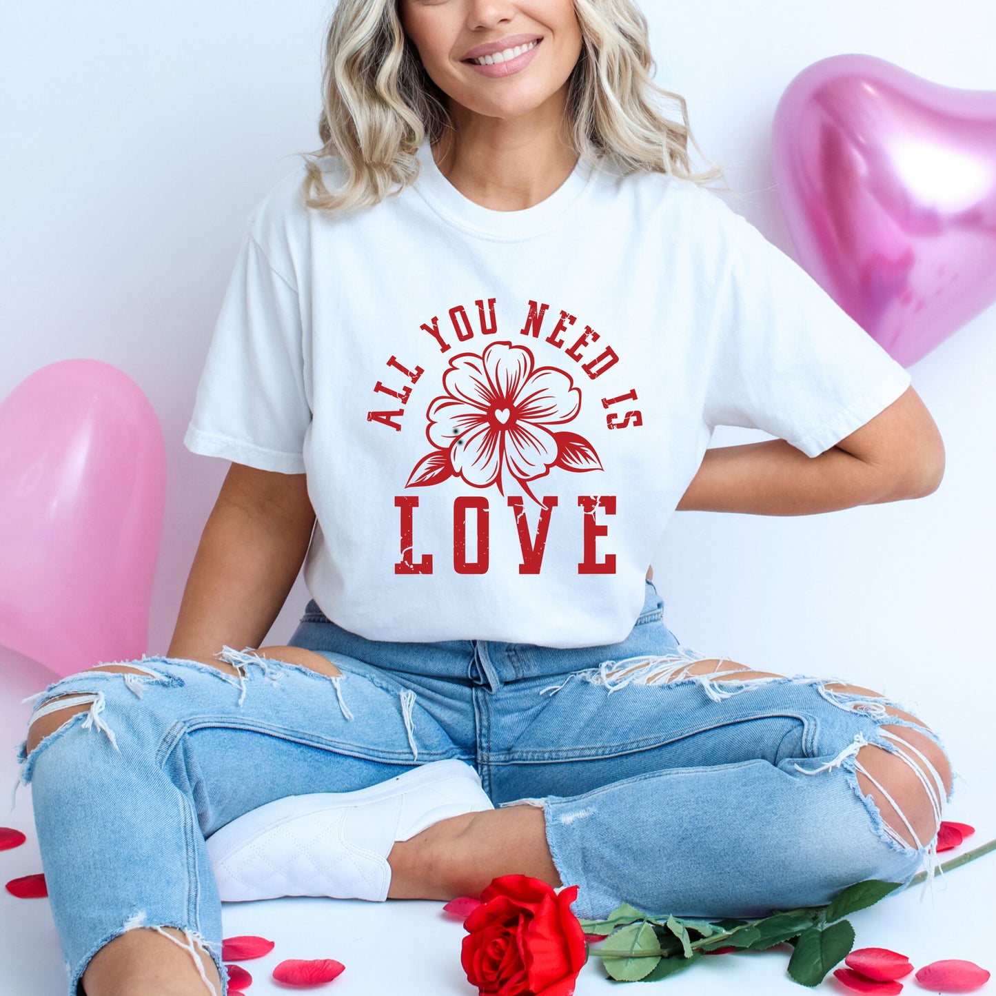 All You Need Is Love Flower | Garment Dyed Tee