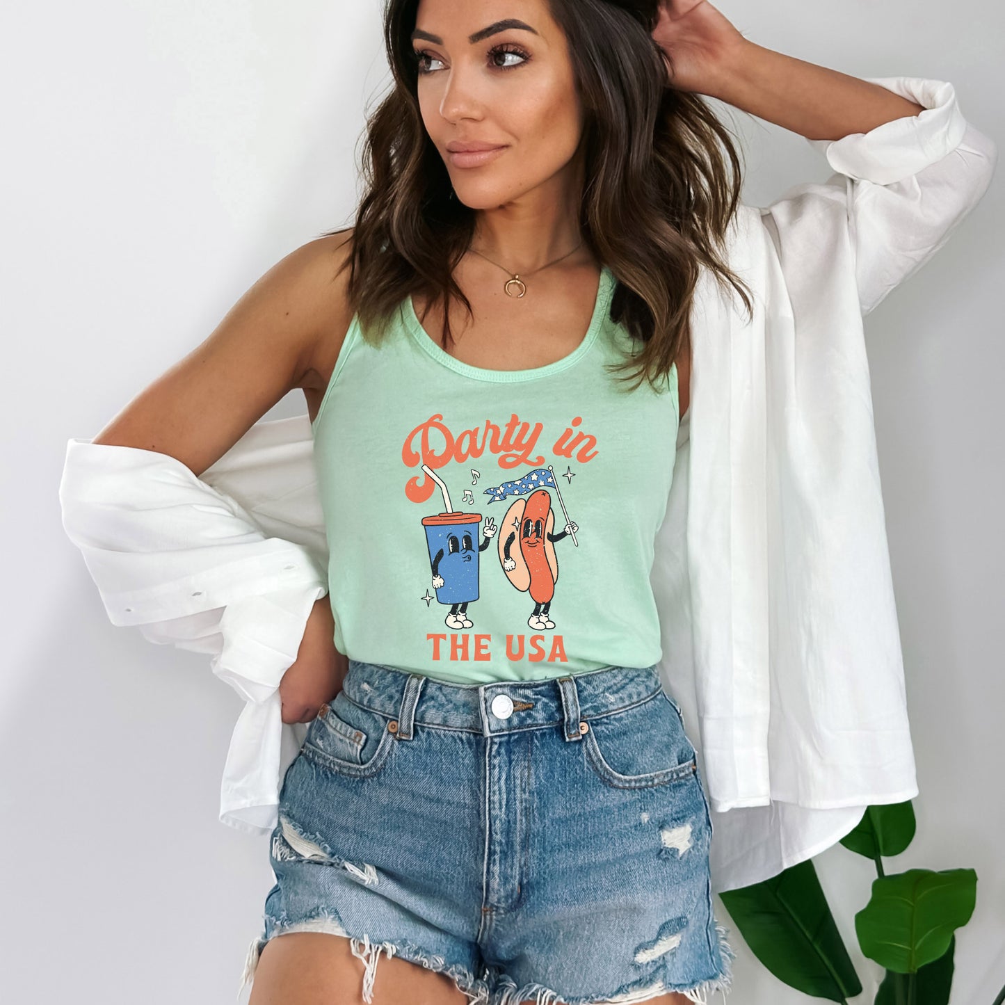 Party In The USA Hot Dog | Racerback Tank