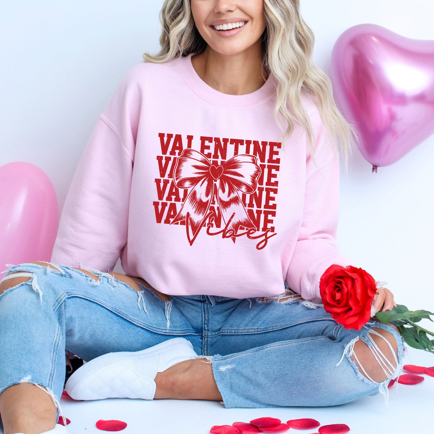 Coquette Valentine Vibes Stacked | Sweatshirt