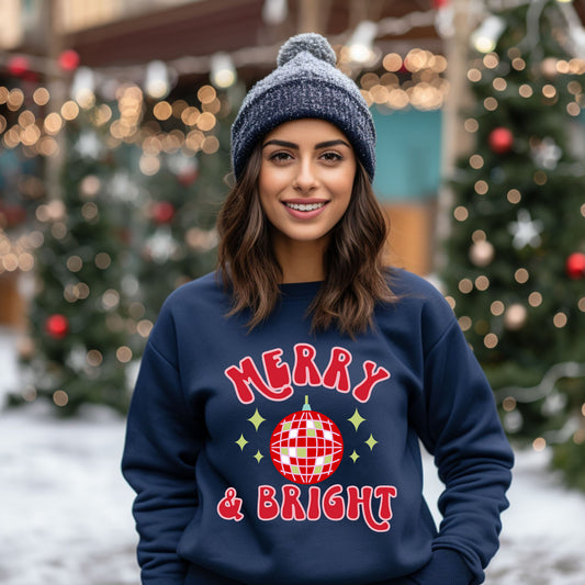 Merry And Bright Disco Ball | Sweatshirt