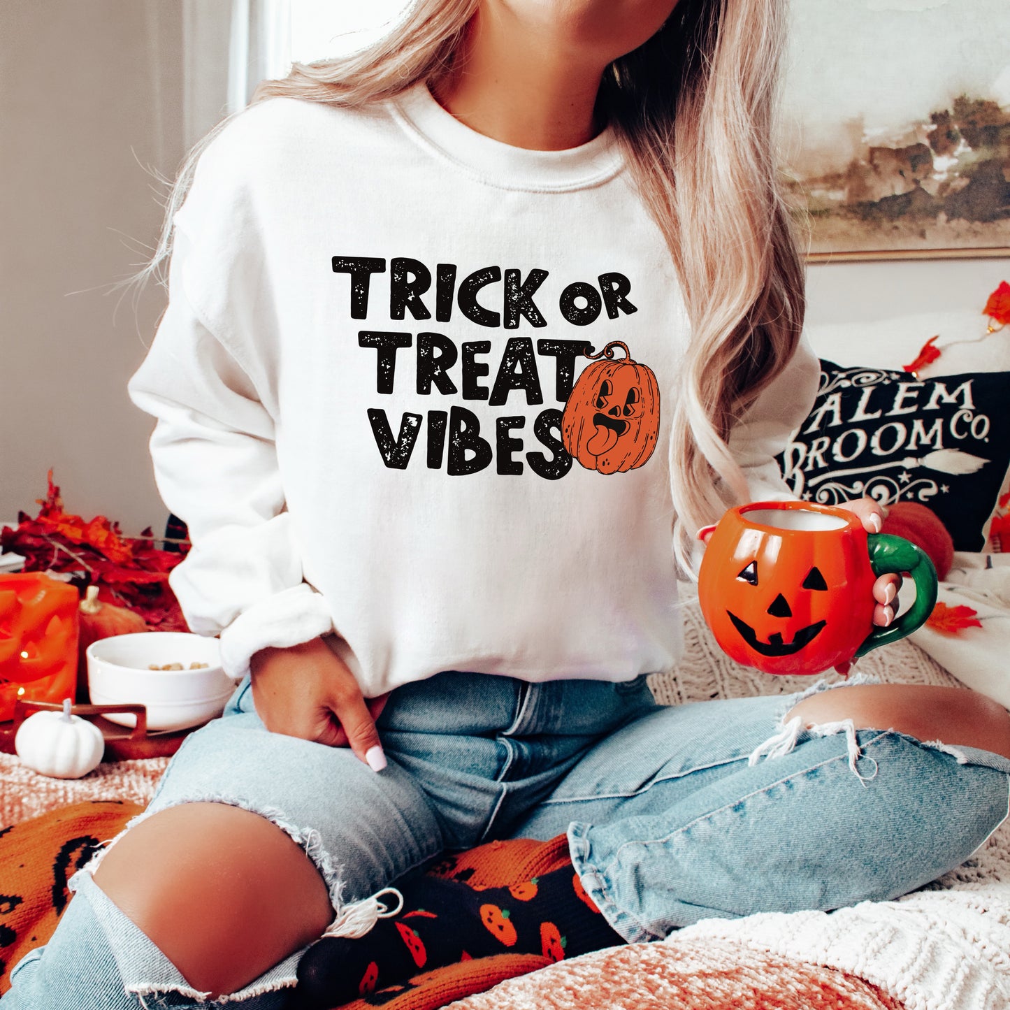 Trick or Treat Vibes Pumpkin | Sweatshirt