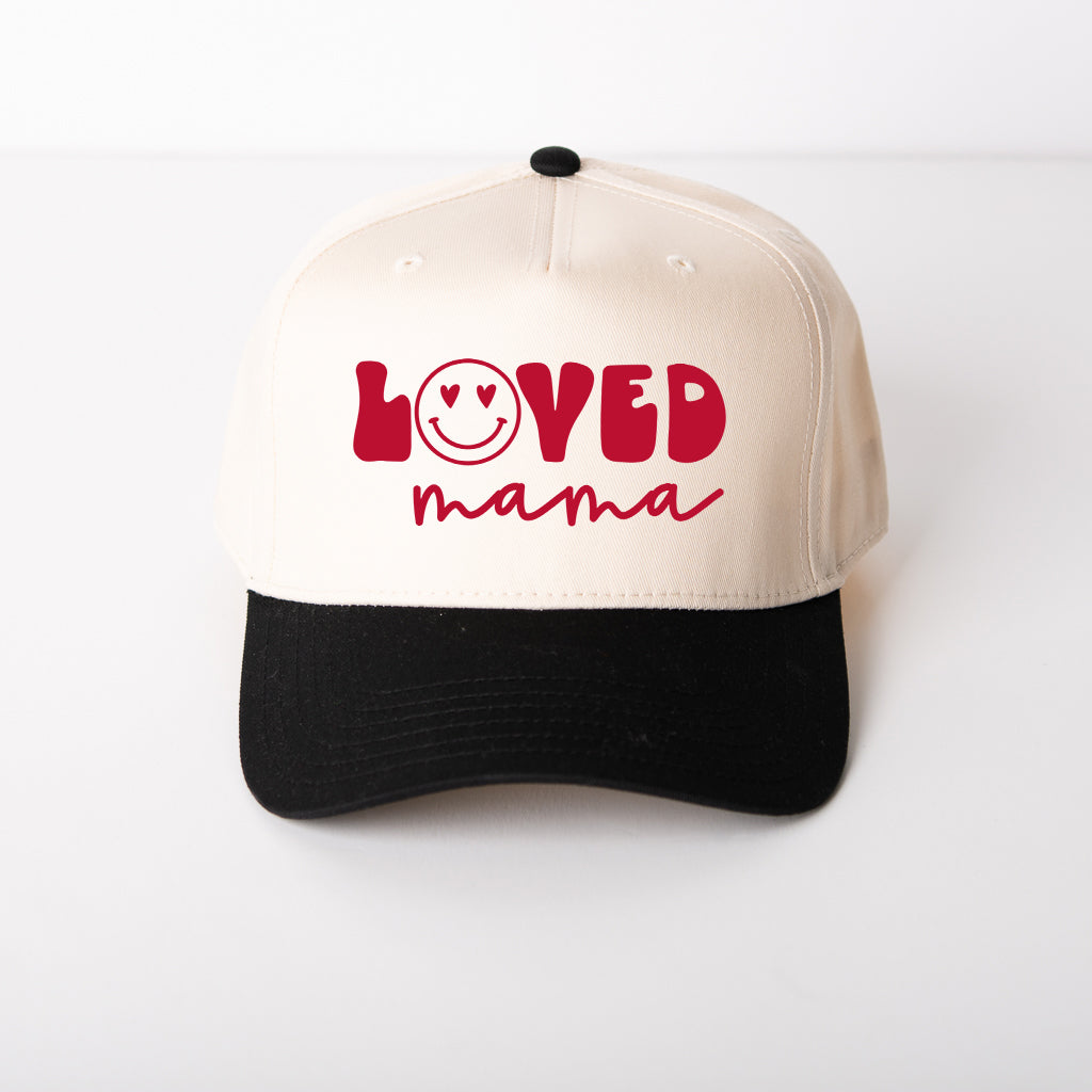 Loved Mama Smiley Face | Canvas Trucker Hat