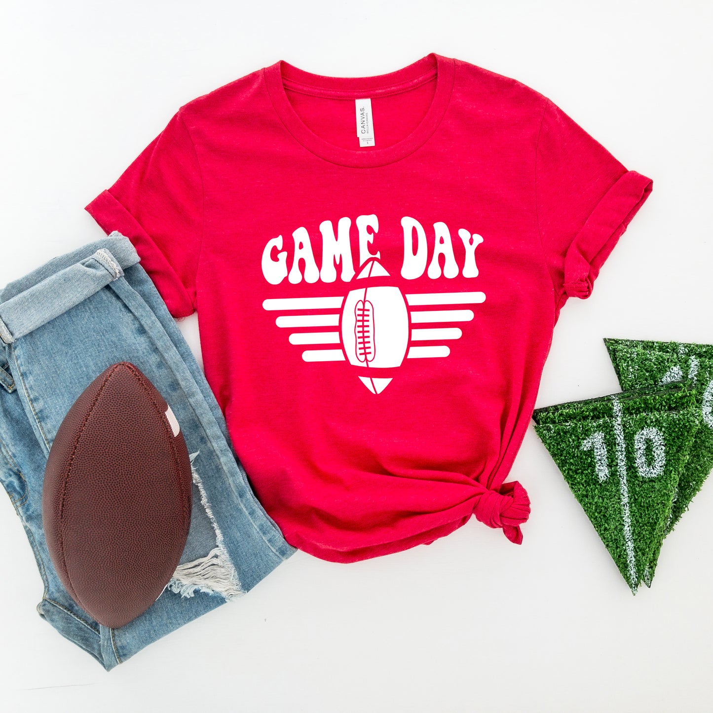 Football Game Day Stripes | Short Sleeve Graphic Tee