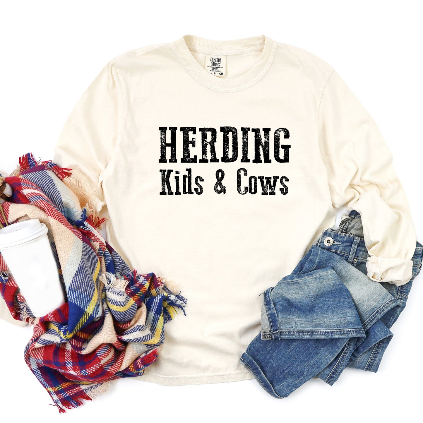 Herding Kids And Cows | Garment Dyed Long Sleeve