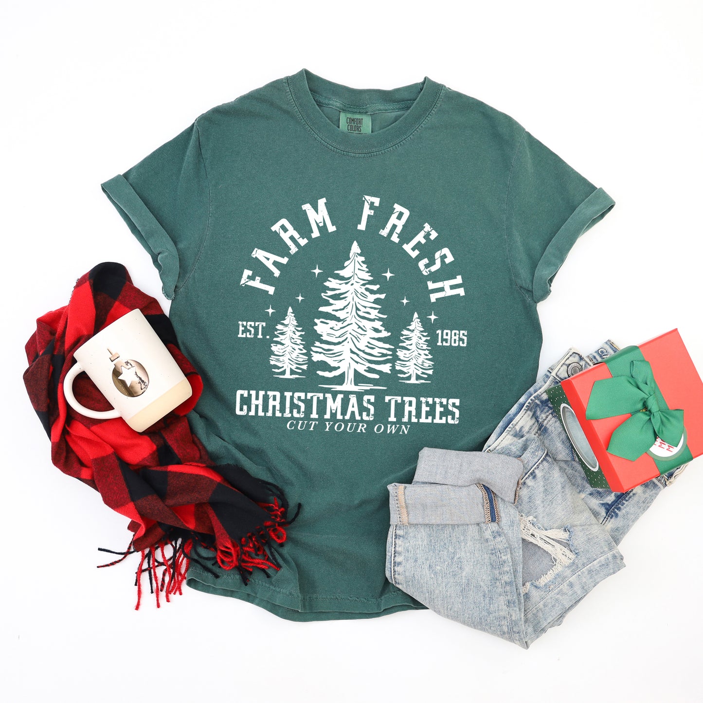 Farm Fresh Christmas Tree Stars | Garment Dyed Tee