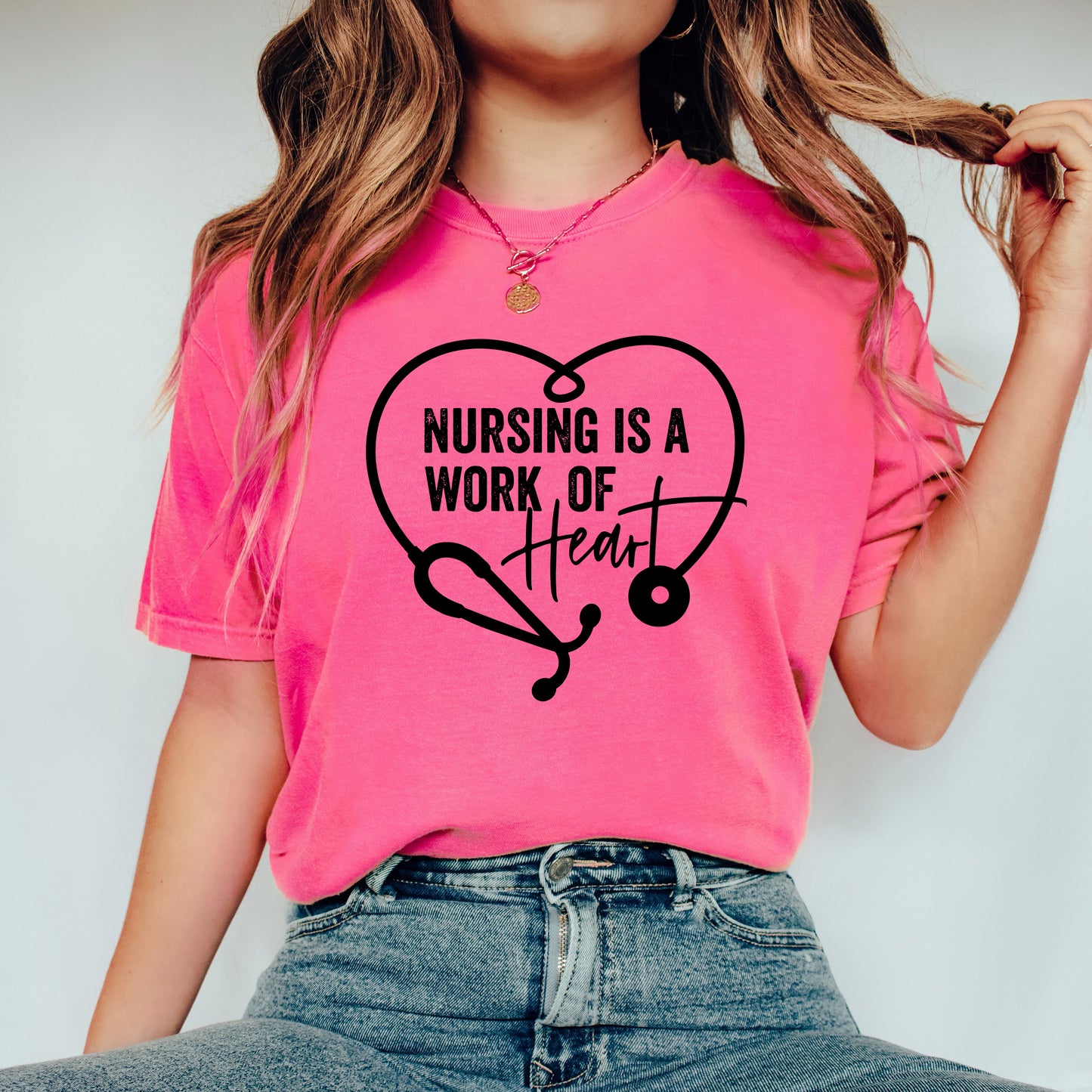 Nursing Is A Work Of Heart | Garment Dyed Short Sleeve Tee