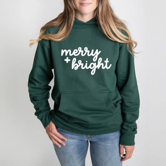 Merry And Bright Bold Cursive | Hoodie