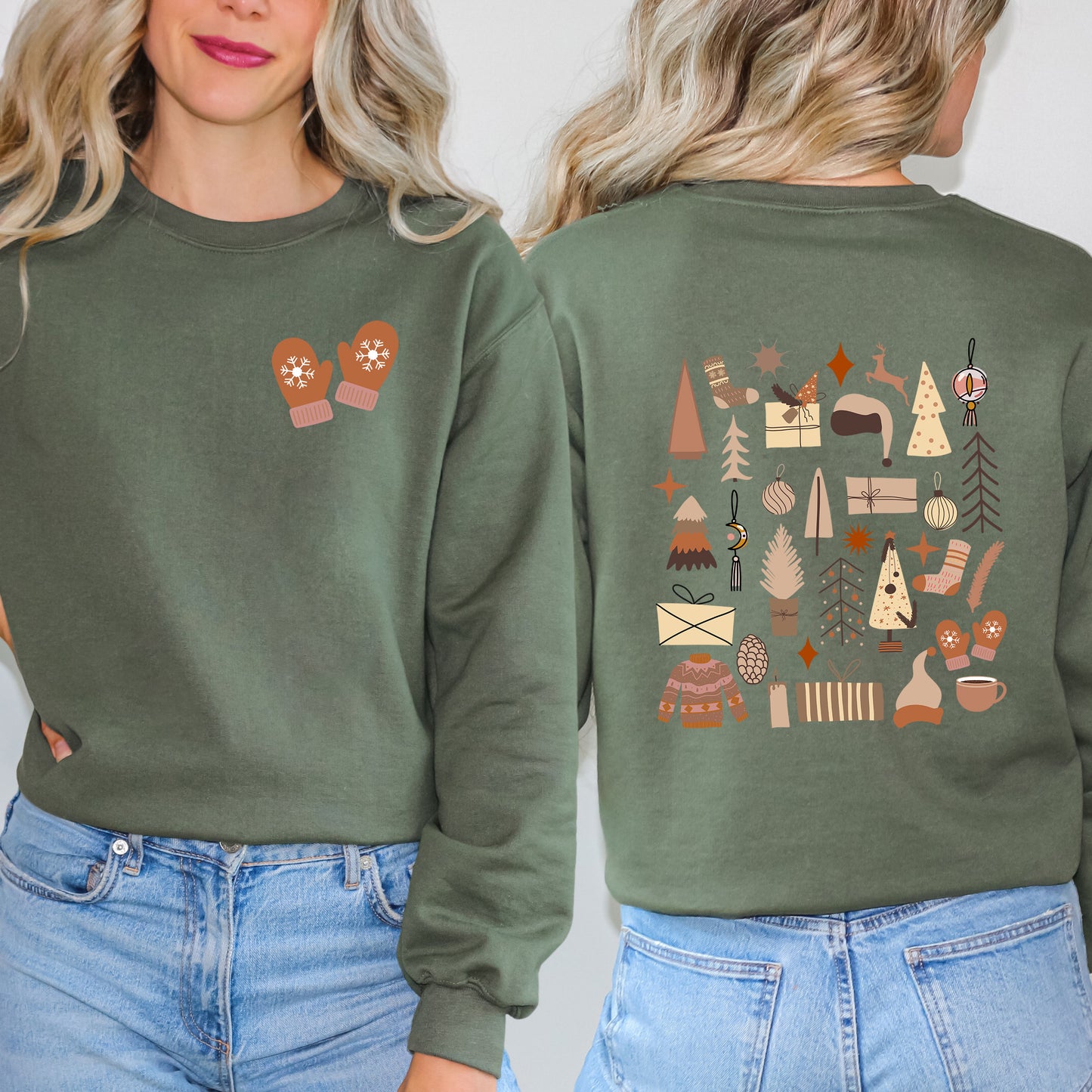 Boho Neutral Christmas | Front & Back Sweatshirt