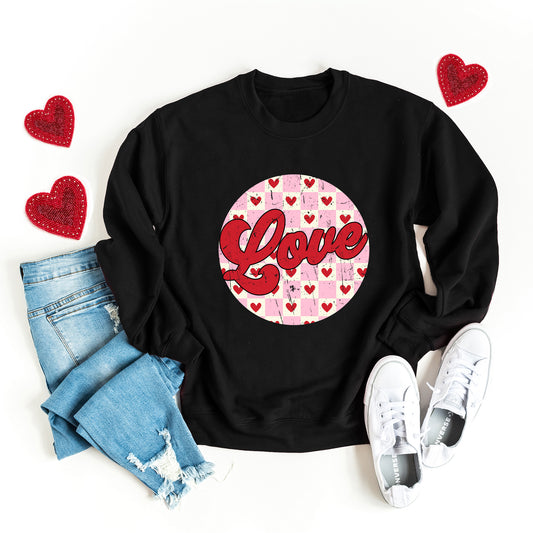 Retro Love Checkered Circle | Sweatshirt