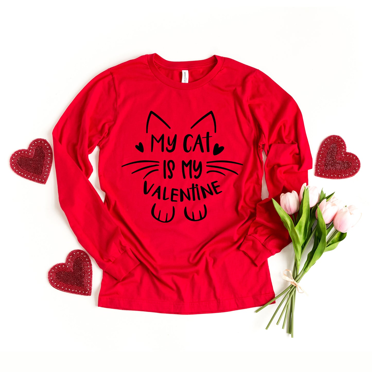 My Cat Is My Valentine | Long Sleeve Graphic Tee