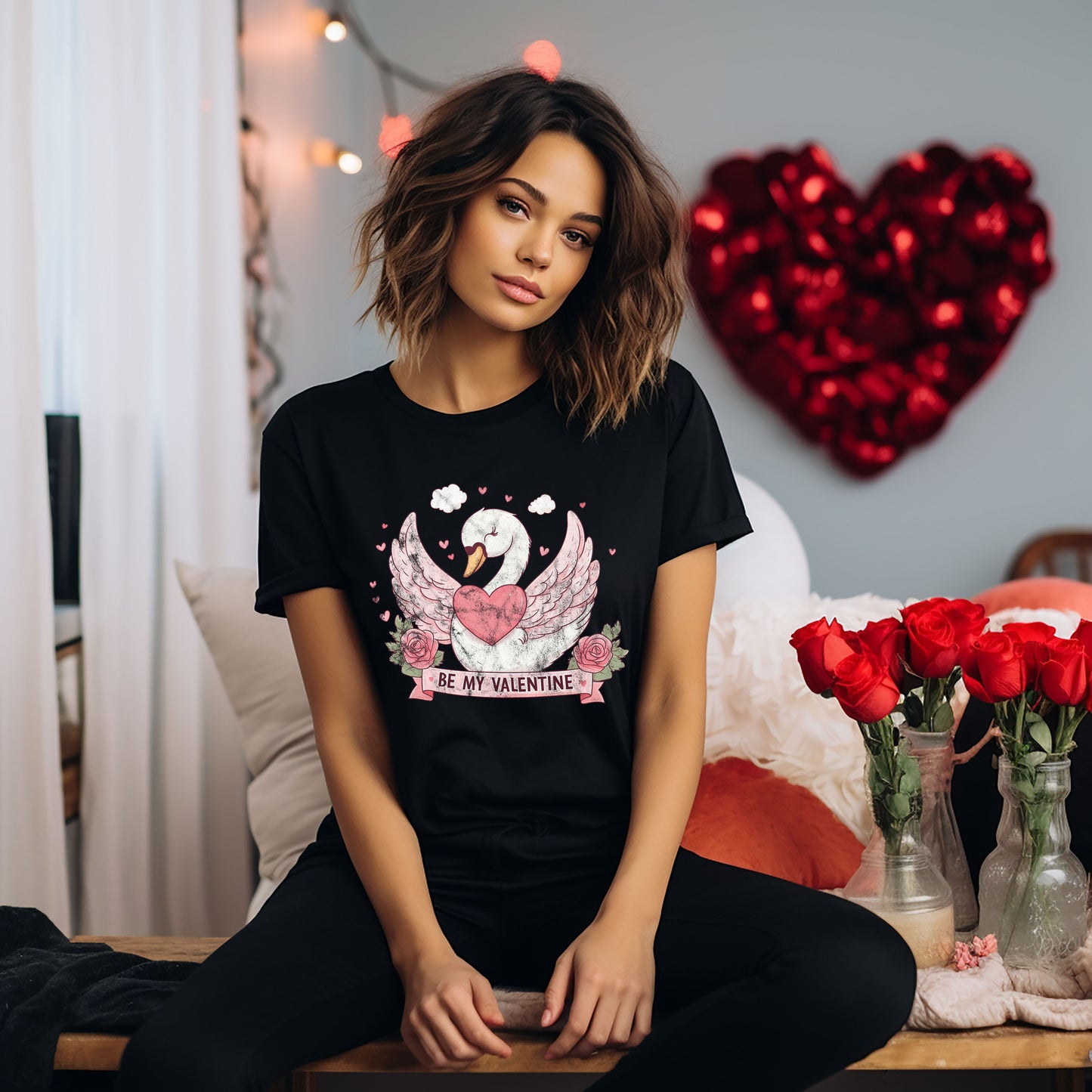 Be My Valentine Swan | Short Sleeve Graphic Tee