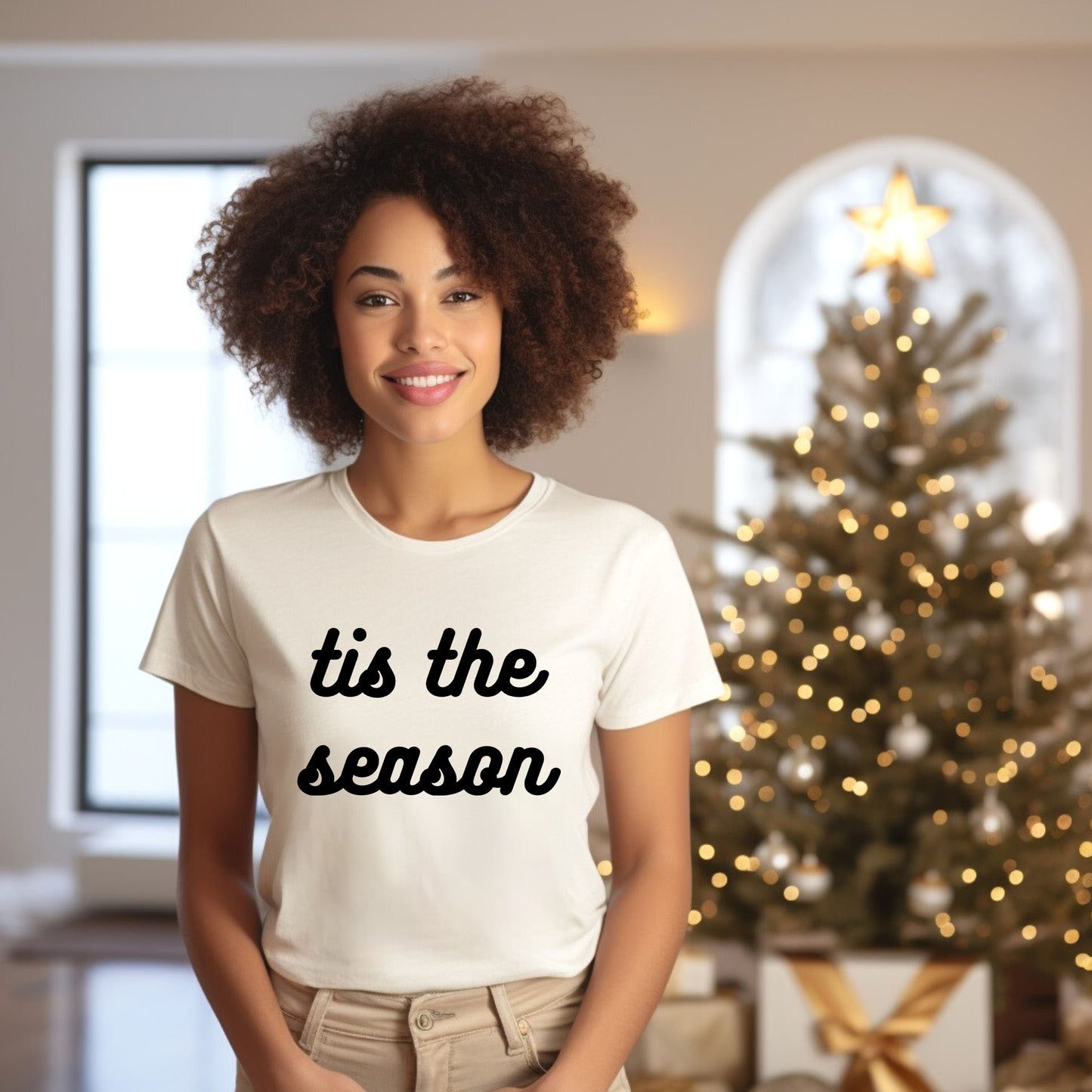 Tis The Season Bold Cursive | Short Sleeve Crew Neck