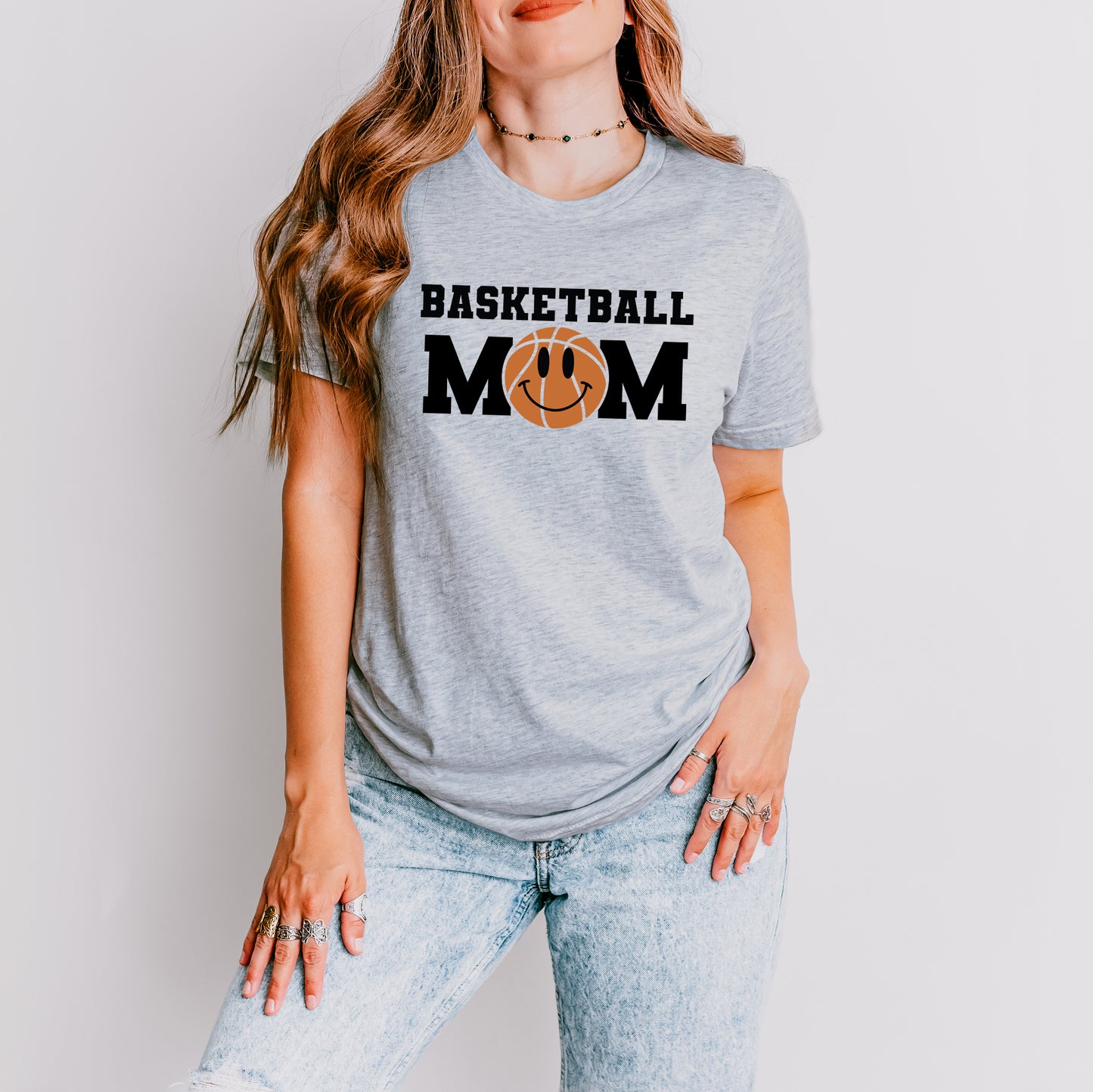 Basketball Mom Smiley Face | Short Sleeve Graphic Tee