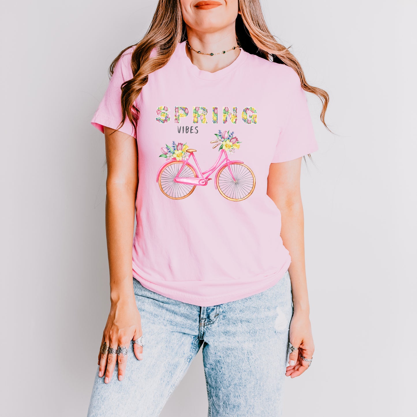 Spring Vibes Bicycle | Short Sleeve Crew Neck