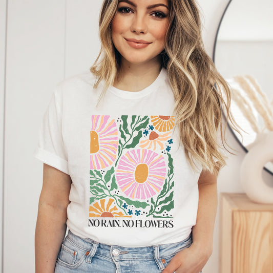 Boho No Rain No Flowers | Short Sleeve Graphic Tee